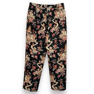Talbots Petites Size 6 Asian Print Silk High Rise Lined Pants